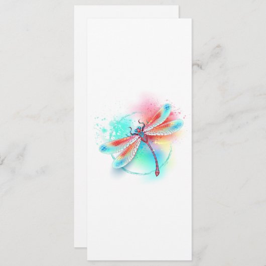 Rote Libelle im Aquarellhintergrund Ankündigung (Vorne/Hinten)