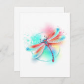 Rote Libelle im Aquarellhintergrund Ankündigung (Vorne/Hinten)