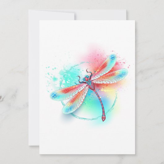 Rote Libelle im Aquarellhintergrund Ankündigung (Vorderseite)