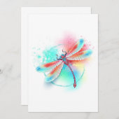 Rote Libelle im Aquarellhintergrund Ankündigung (Vorne/Hinten)