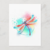 Rote Libelle im Aquarellhintergrund Ankündigungspostkarte (Vorderseite)