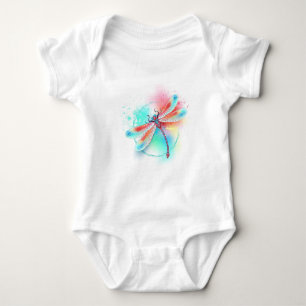 Rote Libelle im Aquarellhintergrund Baby Strampler