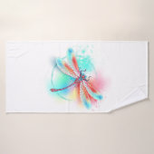 Rote Libelle im Aquarellhintergrund Badehandtuch (Badehandtuch)