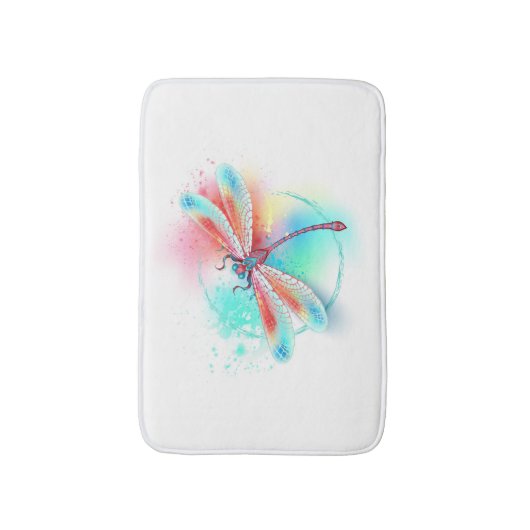 Rote Libelle im Aquarellhintergrund Badematte (Vorderseite Vertikal)