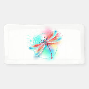 Rote Libelle im Aquarellhintergrund Banner