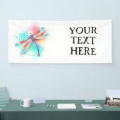 Rote Libelle im Aquarellhintergrund Banner (Messe)