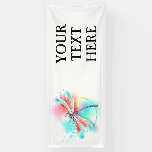 Rote Libelle im Aquarellhintergrund Banner (Vertikal)