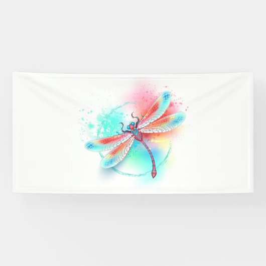 Rote Libelle im Aquarellhintergrund Banner (Horizontal)