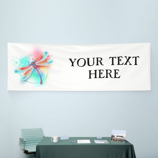 Rote Libelle im Aquarellhintergrund Banner (Messeveranstaltung)