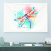 Rote Libelle im Aquarellhintergrund Banner (Messe)