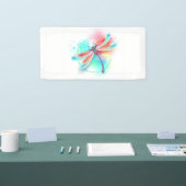 Rote Libelle im Aquarellhintergrund Banner (Messe)