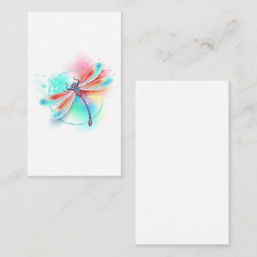 Rote Libelle im Aquarellhintergrund Begleitkarte (Vorne/Hinten)