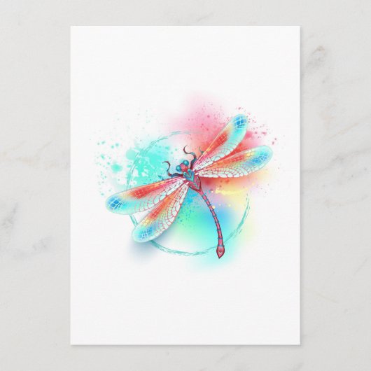 Rote Libelle im Aquarellhintergrund Begleitkarte (Vorderseite)