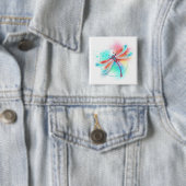 Rote Libelle im Aquarellhintergrund Button (Beispiel)