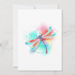 Rote Libelle im Aquarellhintergrund Dankeskarte