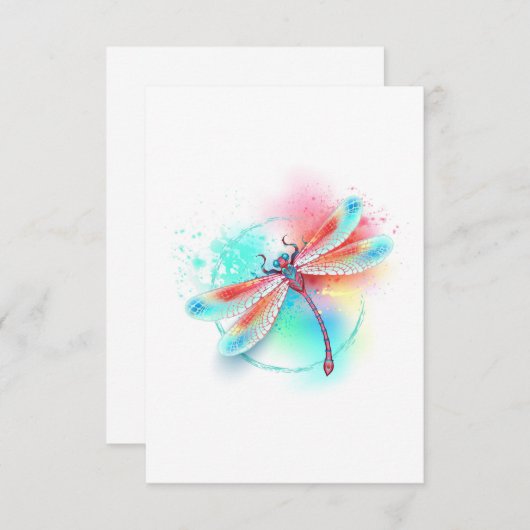 Rote Libelle im Aquarellhintergrund Dankeskarte (Vorne/Hinten)
