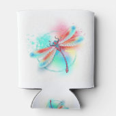 Rote Libelle im Aquarellhintergrund Dosenkühler (Rückseite)