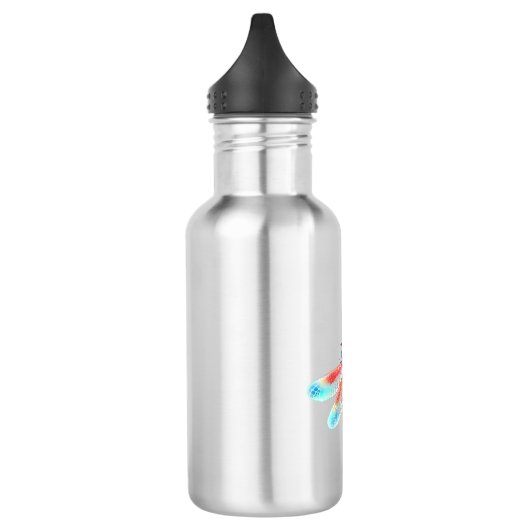 Rote Libelle im Aquarellhintergrund Edelstahlflasche (Links)