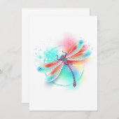 Rote Libelle im Aquarellhintergrund Einladung (Vorne/Hinten)