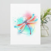 Rote Libelle im Aquarellhintergrund Einladung (Stehend Vorderseite)