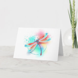 Rote Libelle im Aquarellhintergrund Einladung