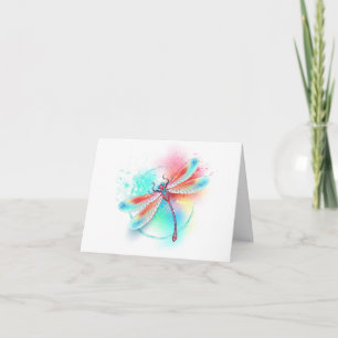 Rote Libelle im Aquarellhintergrund Einladung