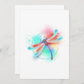 Rote Libelle im Aquarellhintergrund Einladung (Vorne/Hinten)