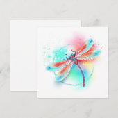 Rote Libelle im Aquarellhintergrund Feiertagskarte (Vorne/Hinten)