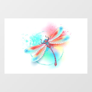Rote Libelle im Aquarellhintergrund Fensteraufkleber