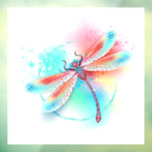 Rote Libelle im Aquarellhintergrund Fensteraufkleber (Blatt 3)