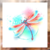 Rote Libelle im Aquarellhintergrund Fensteraufkleber (Blatt 2)