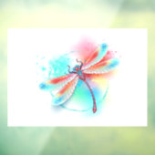 Rote Libelle im Aquarellhintergrund Fensteraufkleber (Blatt 3)