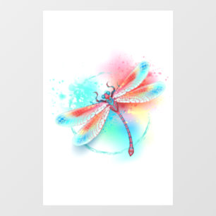 Rote Libelle im Aquarellhintergrund Fensteraufkleber