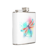 Rote Libelle im Aquarellhintergrund Flachmann (Rechts)