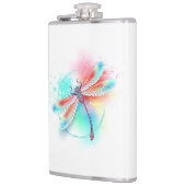 Rote Libelle im Aquarellhintergrund Flachmann (Links)