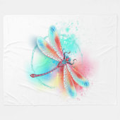 Rote Libelle im Aquarellhintergrund Fleecedecke (Vorderseite (Horizontal))