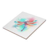 Rote Libelle im Aquarellhintergrund Fliese (Seite)