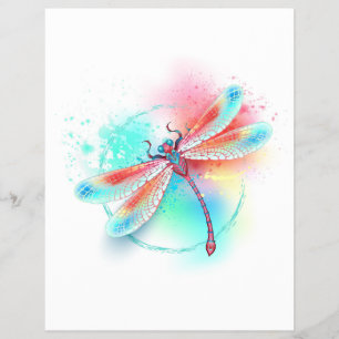 Rote Libelle im Aquarellhintergrund Flyer
