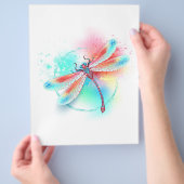Rote Libelle im Aquarellhintergrund Flyer (Hand)