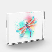 Rote Libelle im Aquarellhintergrund Fotoblock (Links)