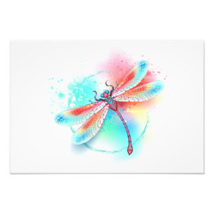Rote Libelle im Aquarellhintergrund Fotodruck