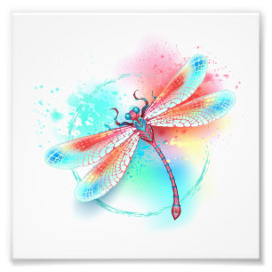 Rote Libelle im Aquarellhintergrund Fotodruck
