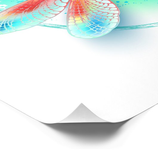 Rote Libelle im Aquarellhintergrund Fotodruck (Ecke)