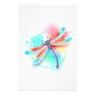 Rote Libelle im Aquarellhintergrund Fotodruck