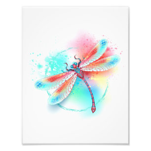 Rote Libelle im Aquarellhintergrund Fotodruck