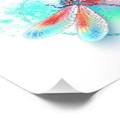 Rote Libelle im Aquarellhintergrund Fotodruck (Ecke)