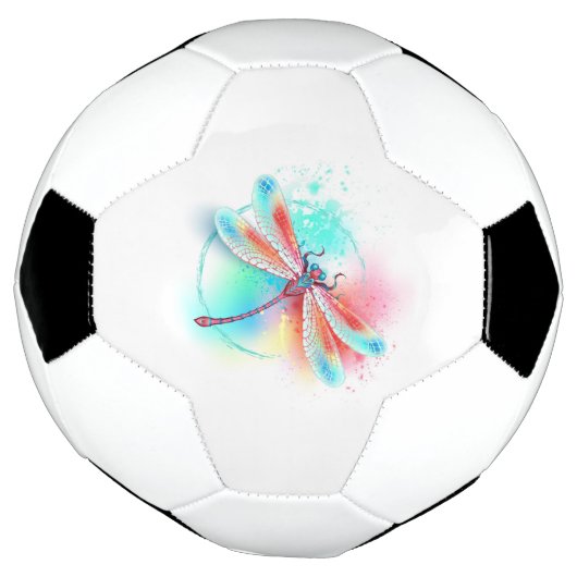 Rote Libelle im Aquarellhintergrund Fußball (Gedreht)