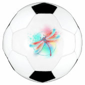 Rote Libelle im Aquarellhintergrund Fußball (Vorderseite)