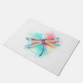 Rote Libelle im Aquarellhintergrund Fußmatte (Schrägansicht)