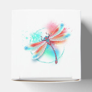 Rote Libelle im Aquarellhintergrund Geschenkschachtel